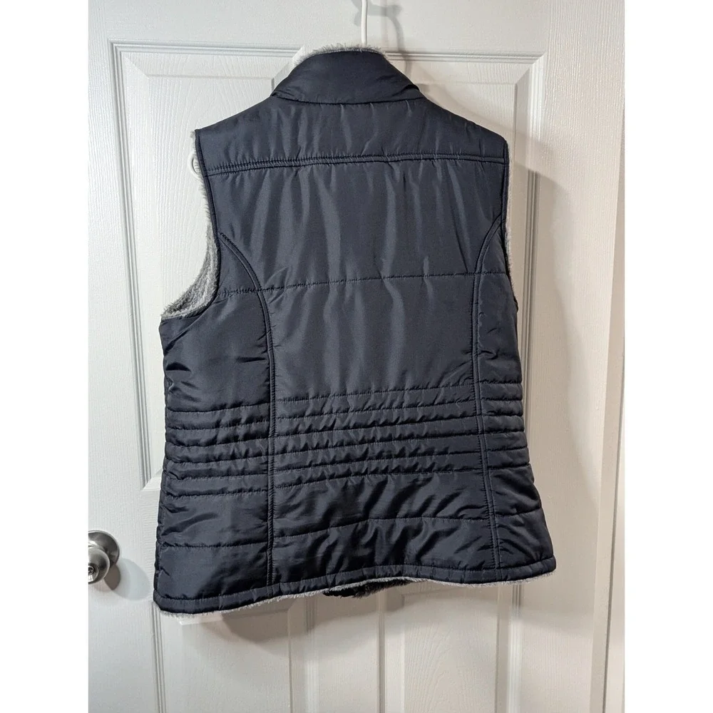 KC Collection Reversible Vest Black/Gray Faux Fur Women's Size XL